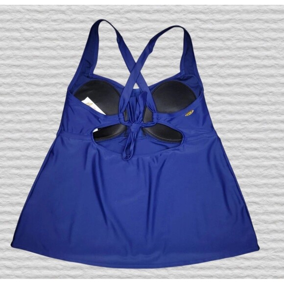 NEW Jessica Simpson 2pc Tankini Skirtini Swimsuit 1X Blue Embroidered - Picture 3 of 16